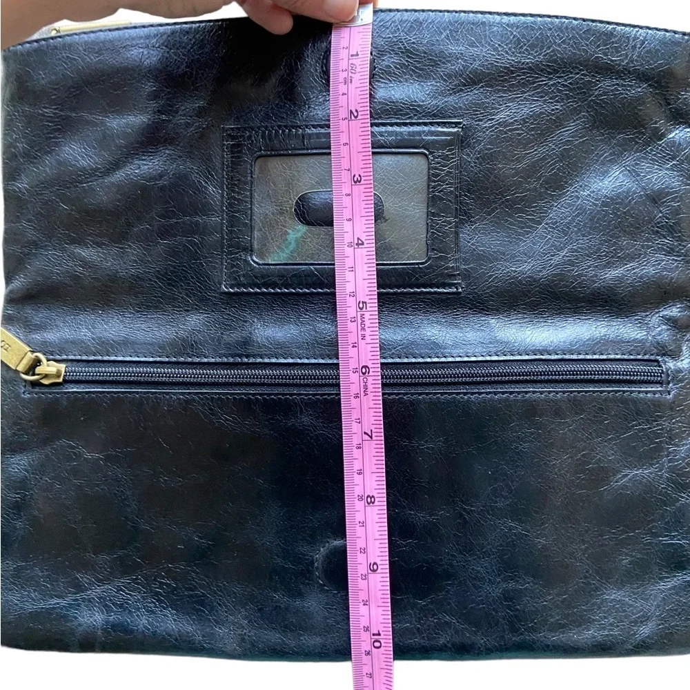HOBO International Foldover Bow Black Leather Clutch